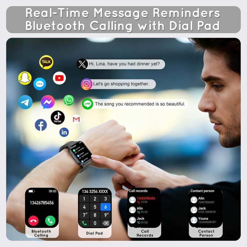 Smart Watch for Men Women, 30+ Day Battery Life 44MM Fitness Tracker 3 Band | Bluetooth Call Smartwatch for iPhone Android Phones with Heart Rate SpO2/Sleep Monitor, 120+ Sports Modes, 1000mAh Black 44 MM