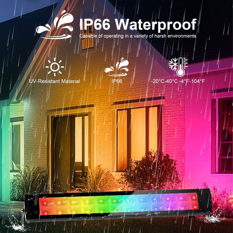 50W 2.4G Remote Control RGB Wall Washer Light, RGB Light bar with Remote Control & APP Control, for Birthday Party, Garden Lighting, Wall Display, Hotel, Building, Commercial Lighting 50W RGB*1