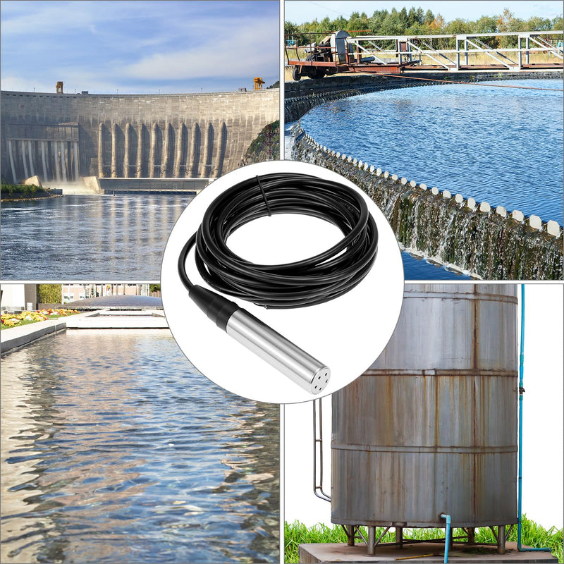 QWORK® Level Sensor DC 12-30V 4-20mA, Stainless Steel Water Level Sensor with 0-5 m Range, Level Indicator Water Tank, for Digital Display, Industrial Applications