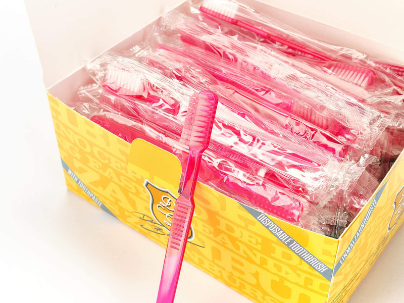 Dr. Bauer Disposable Toothbrushes with Toothpaste Pack of 100 Blue-red-pink-black 100 stück (1er Pack)
