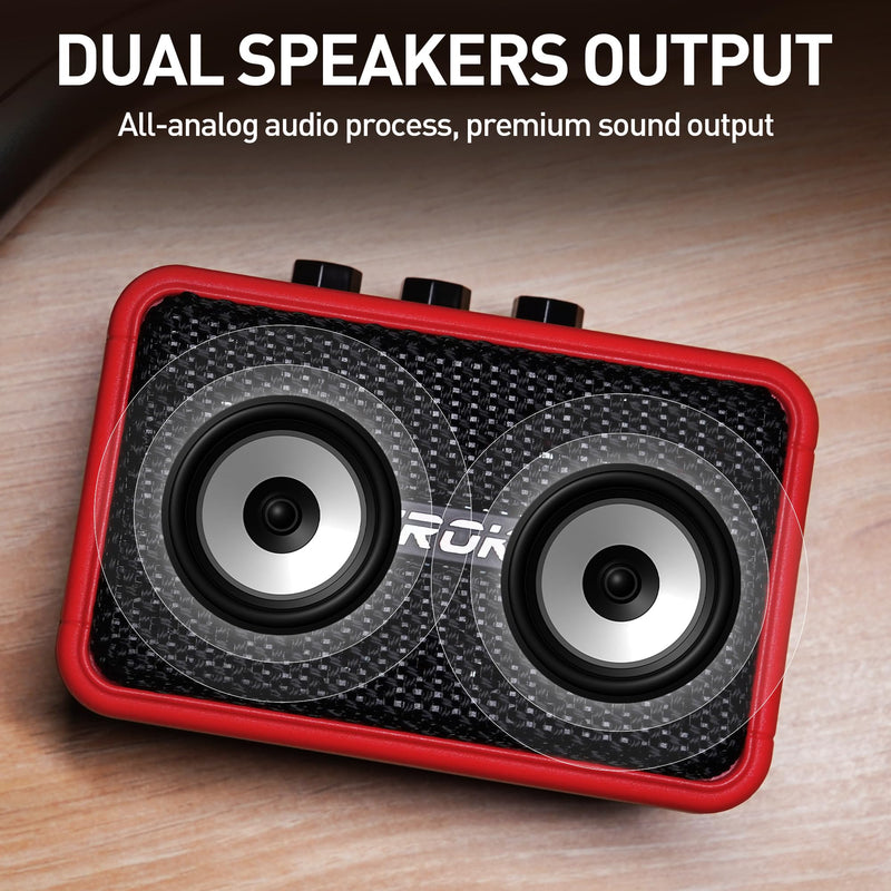 [AUSTRALIA] - EROK Mini Electric Guitar Amplifier, with Clean Overdrive Effects,Support BT/Headphone Connection,5W Indoor Music Pratice Speaker (Red) Red 