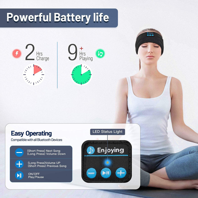Perytong Sleep Headphones Wireless, Bluetooth Sports Headband Headphones with Ultra-Thin HD Stereo Speakers Perfect for Sleeping,Workout,Jogging,Yoga,Insomnia, Air Travel, Meditation