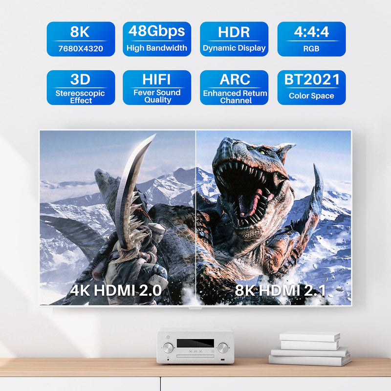 Adoreen 8K Fiber Optic HDMI 2.1 Cable 35 Feet-10 Meter（Certified） Active Optical HDMI Cord for 8K@60Hz 4K@120Hz 2K@240Hz Dynamic HDR eARC HDCP2.2&2.3 4:4:4 3D,Compatible PS5/PS4,Ultra HD TV 35FT