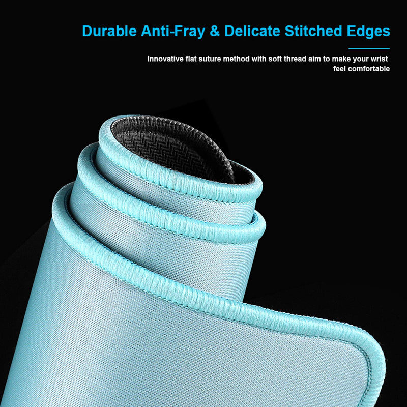 Mouse Pad with Durable Stitched Edge, Small Computer Mousepad Desk Mat with Smooth Surface, Non Slip Rubber Base Mouse Pad for Laptop, Gaming, 10.2x8.3x0.12in, Light Blue Light Blue/Black Base 10.2*8.3*0.12inch/S