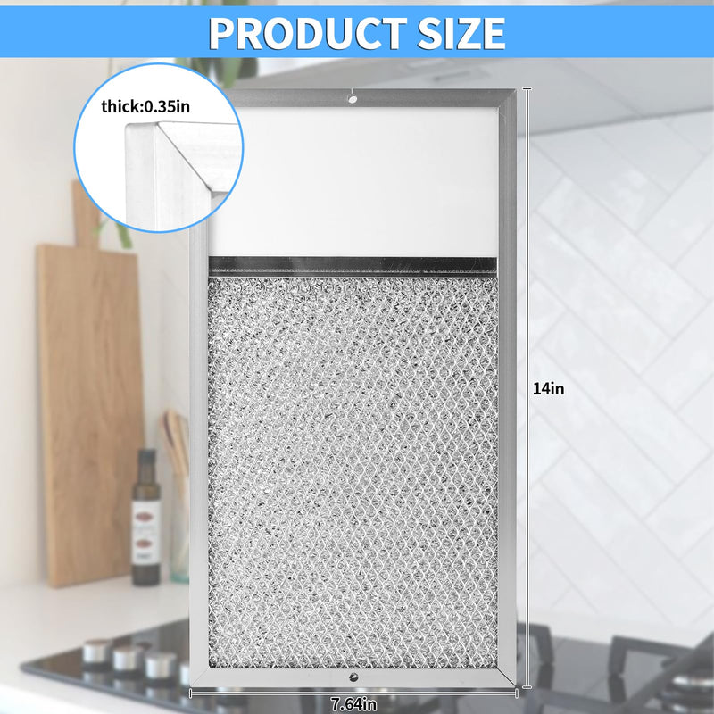 [AUSTRALIA] - Range hood Filter with Light Lens Replacement for Broan R610027 SR610027 1568322 1568323 PM25WW PM25BL AL9245 Aluminum Mesh Grease Lens Range Hood Replacement Filter 7-5/8 x 14-1/8 x 3/8 Inch 2-Pack 