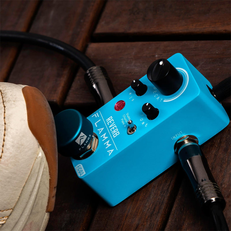 FLAMMA FC02 Mini Reverb Pedal Digital Guitar Pedal with 3 Reverb Effects Church Plate Studio True Bypass FC02 Reverb