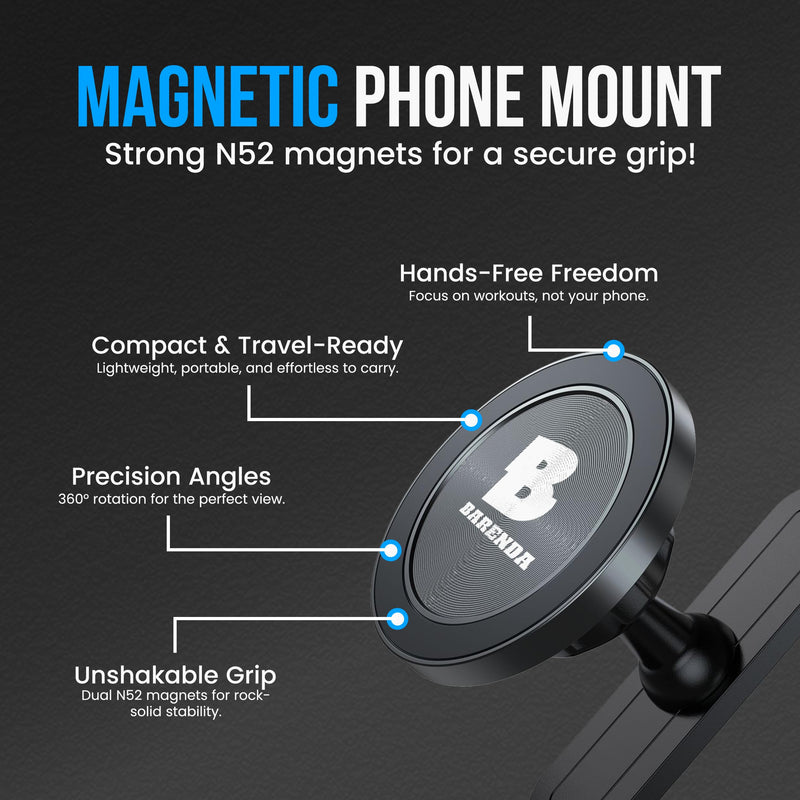 Magnetic Phone Holder for Gym with Dual-Sided N52 Super Magnets, Strong Magnetic Phone Mount for All Phones, Attaches to Metal Surfaces, Portable Gym Accessories for Men & Women, Secure Grip Magnet mount