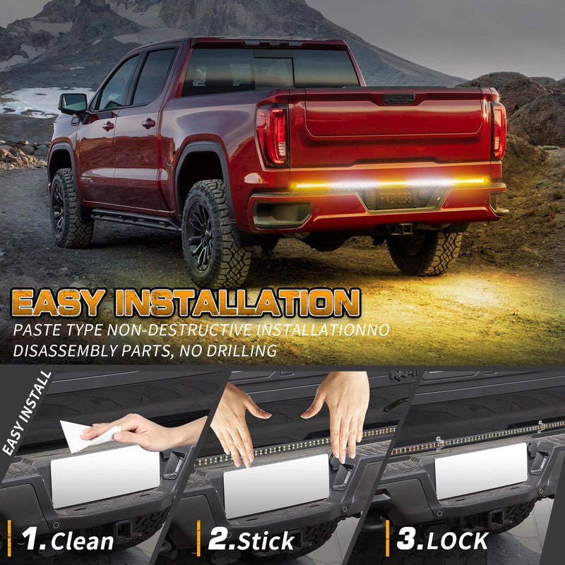 [AUSTRALIA] - XRIDONSEN 60 inch Truck Strobe Lights Strip 360 LED Amber White Rear Window Tailgate Emergency Lights Flashing Warning Hazard Safety for Tow Plow Trucks Construction Vehicles Pickup Amber/White 