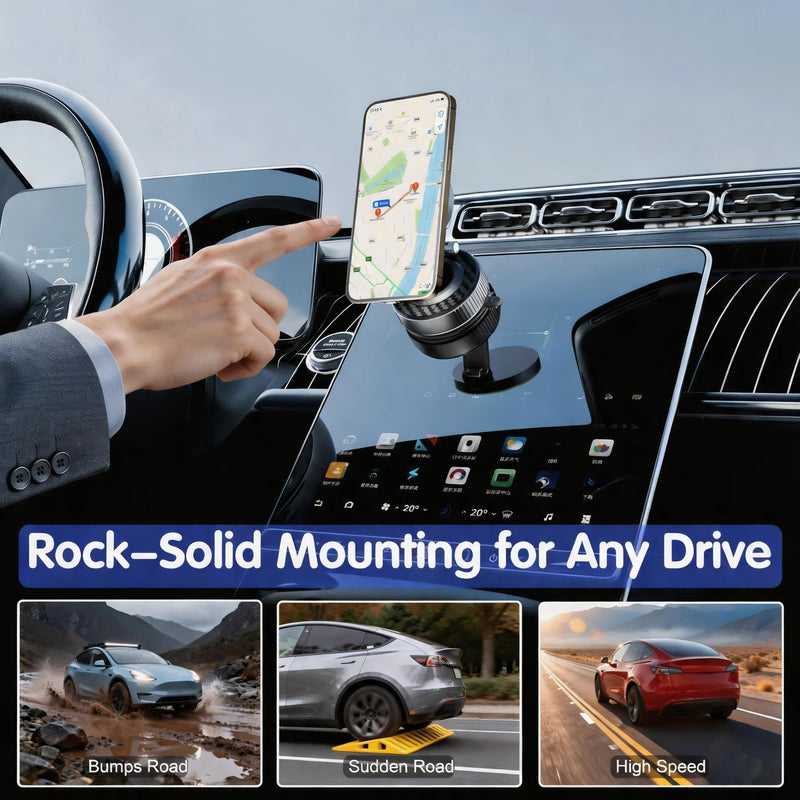 Magnetic Phone Holder for Car Wireless Charging, 15W Fast Wireless Car Charger with Vacuum Suction, 360° Adjustable Magnetic Mount for Dashboard & Windshield, Hands-Free for MagSafe iPhone & Android for Magnetic General PM