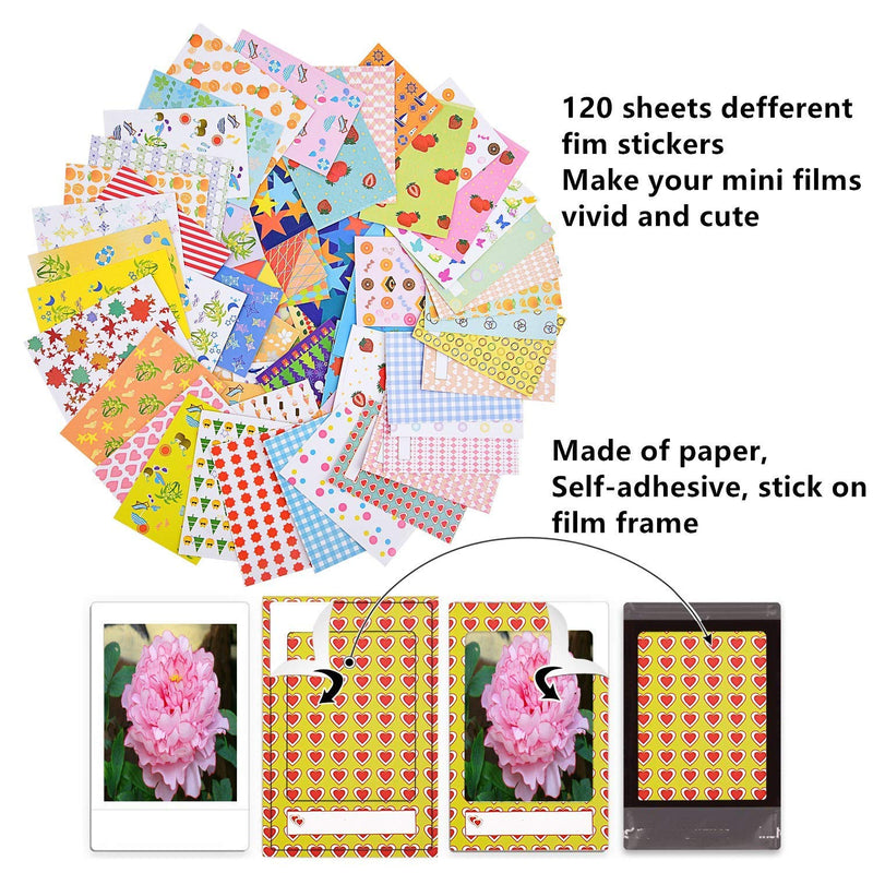 Colorful Bundle Kit Accessories Set Compatible with Instax Mini 12 11 9 8 90 70 Camera, Accessory Include Film Stickers, Desk Frames, Hanging Frame