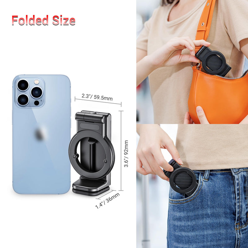 PROfezzion Magnetic Airplane Phone Holder Mount for Mag Safe, 2 Pack Black | Must Have Travel Accessory, Fits iPhone 17 16 15 14 13 12 & All Phone, 360°Rotation, for Desk/Tray Table, Foldable & Small 2 Pack-Black