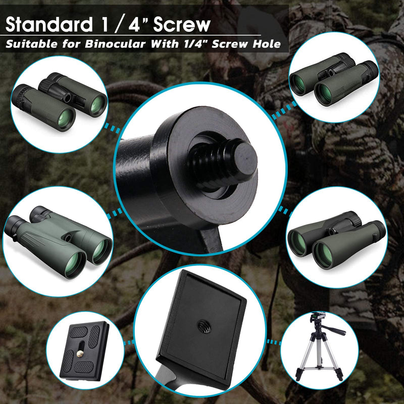 Binocular Tripod Adapter, Binocular Mount 1/4 Inch Threading Mount Aluminium,Tripod Adapter for Bird Watching, Safari Sports Events, Optics Uni-Adaptor Tripod