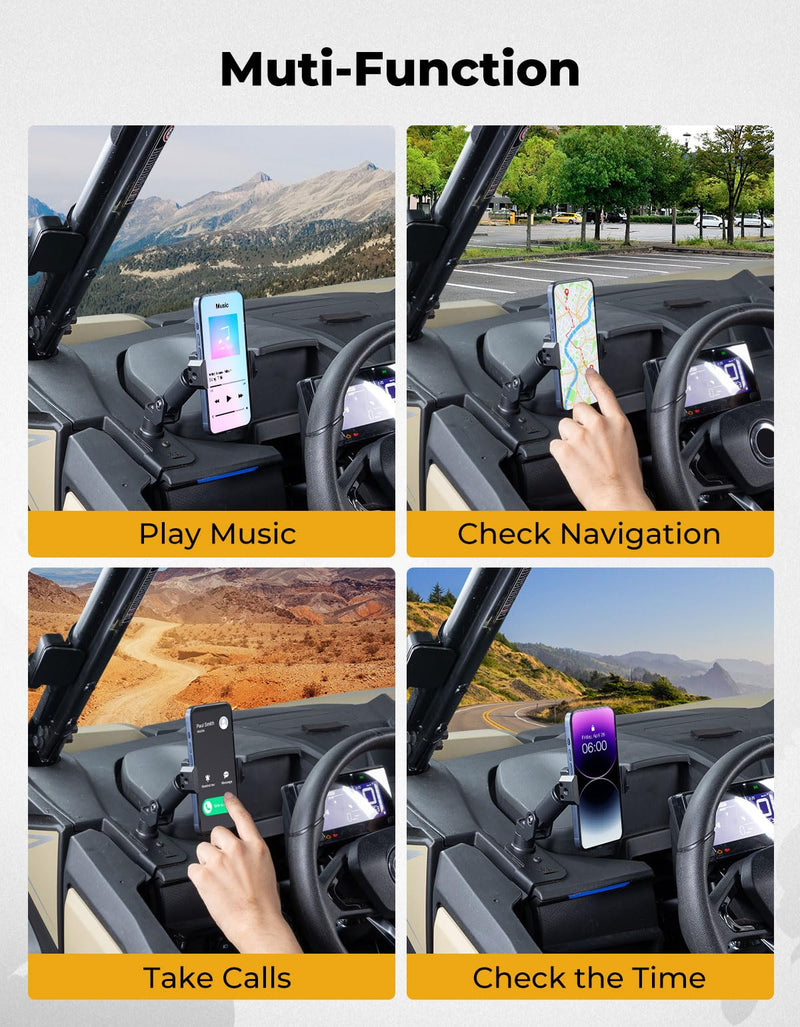 KEMIMOTO 2023+ 950 G2 Phone Mount CNC Material 360° Adjustable Aluminum | Compatible with 2023+ CFMOTO ZForce 950 Sport & Trail / ZForce 800 Trail G2, Heavy Duty UTV Phone Holder Easy Installation
