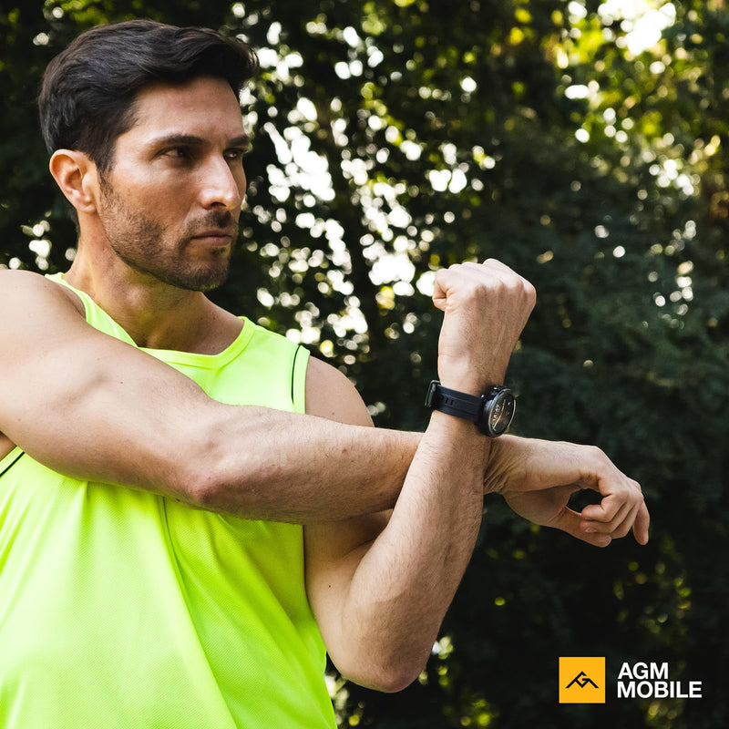 AGM Legion Rugged Smart Watch for Men, Waterproof, Shockproof & Drop-Proof | 5ATM, 100+ Sports Modes, Bluetooth Calling, Compass, Barometer & Altimeter, 1.43" AMOLED Display, Heart Rate & Sleep Tracking