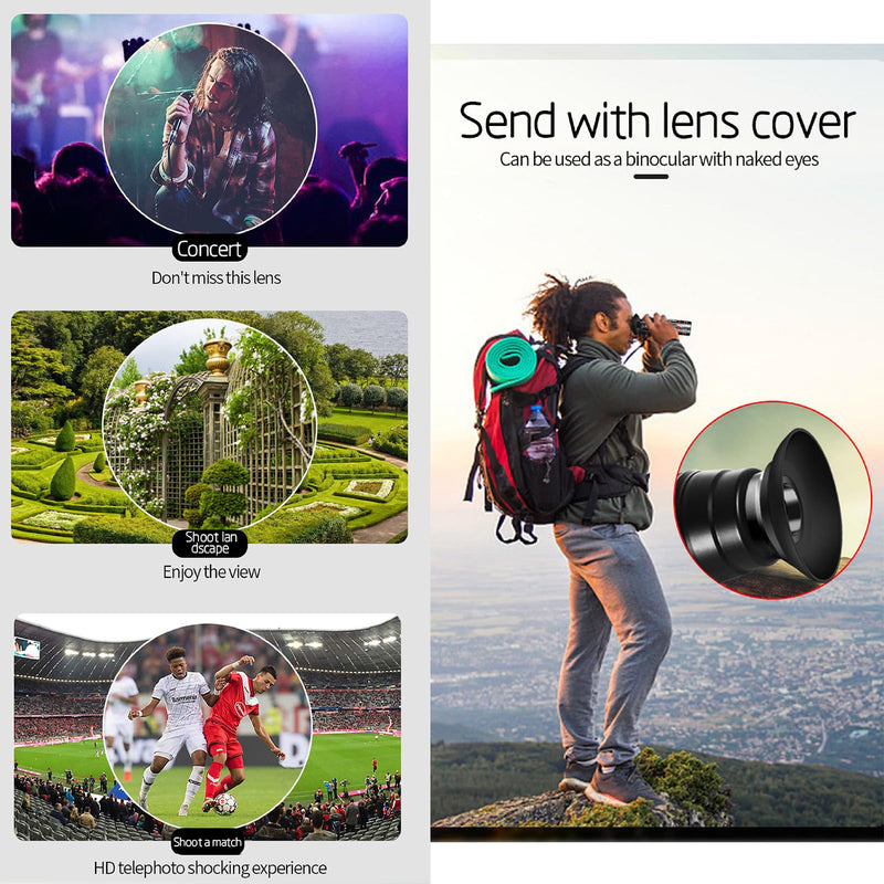 [AUSTRALIA] - 28x Optical Zoom HD Phone Camera Lens 5 in 1 Kit for iPhone and Android with Tripod + Telephone Zoom Lens + Lens Cover + Clips, Support Hand-held, Eye View, Spot Shooting, 4K HD Telephoto 