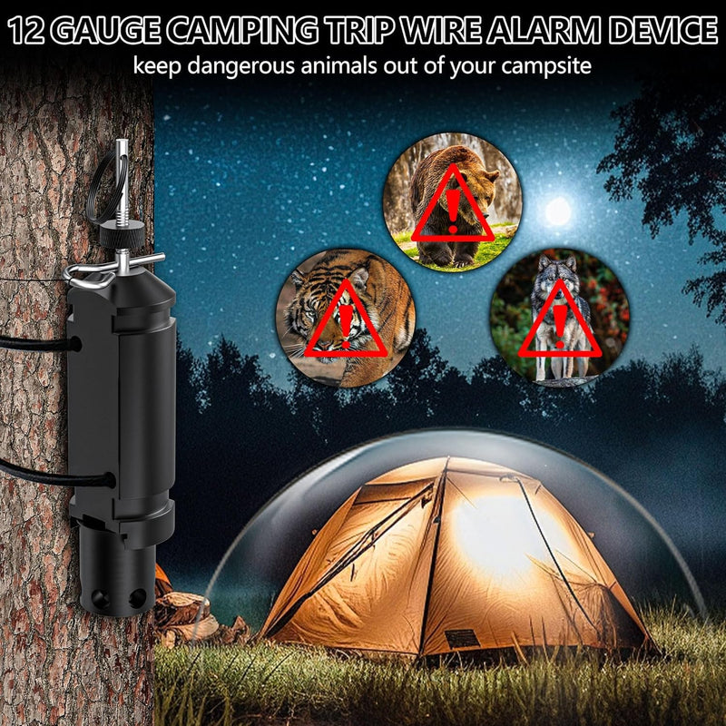 [AUSTRALIA] - 2 Pack Perimeter Trip Alarm with Trip Wire – Outdoor Camping Security Noise Alarm Compatible with 209 Primers for Property & Wildlife Deterrent (Black) 