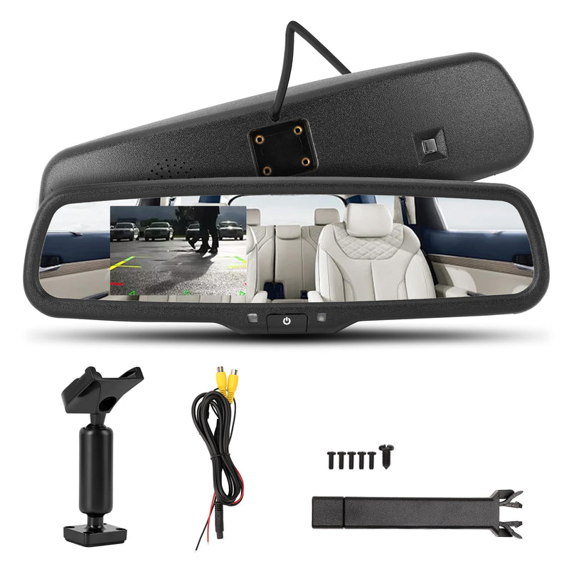 4.3inch Rear View Mirror Monitor, Auto-Dimming Rearview Monitor,480 * 272, 500 cd / m2 HD Reverse Camera System for Trucks & Van,Camera Monitor Parking Aid with Bracket
