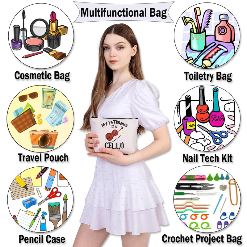 BDPWSS Funny Cello Gift Cello Player Gift Cellist Musician Gift Orchestra Cello Lover Gift My Patronus Is A Cello Makeup Bag (Patronus is cello bag), CB1-10015 Patronus is cello bag