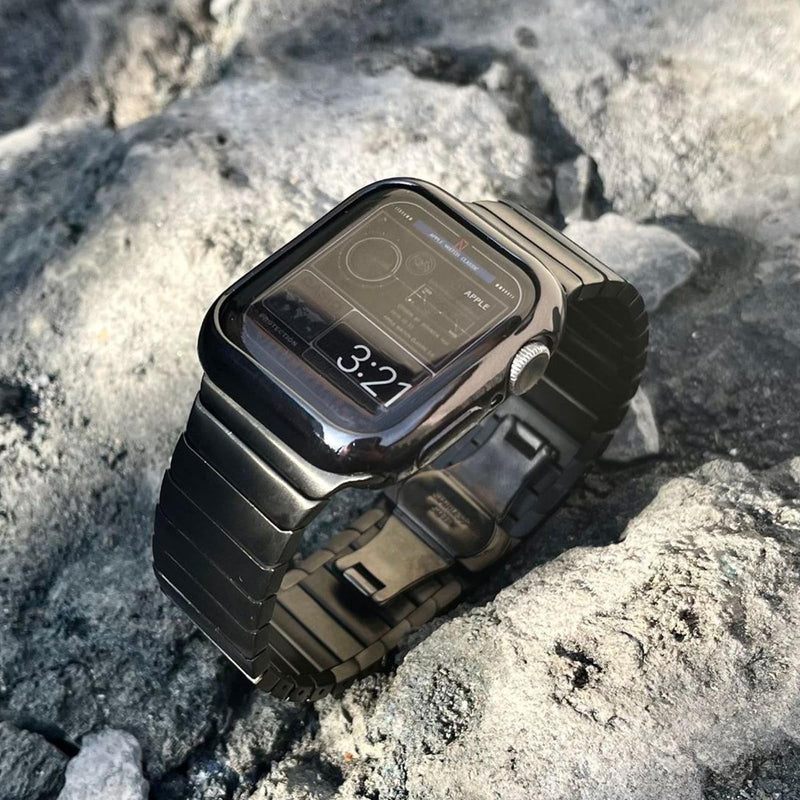Compatible for Apple Watch Metal Bands, Black 42mm 44mm 45mm iWatch Strap Ultra10 9 8 7 6 5 4 3 2 1 SE,Simple and Stylish Smartwatch Wristband Women Men