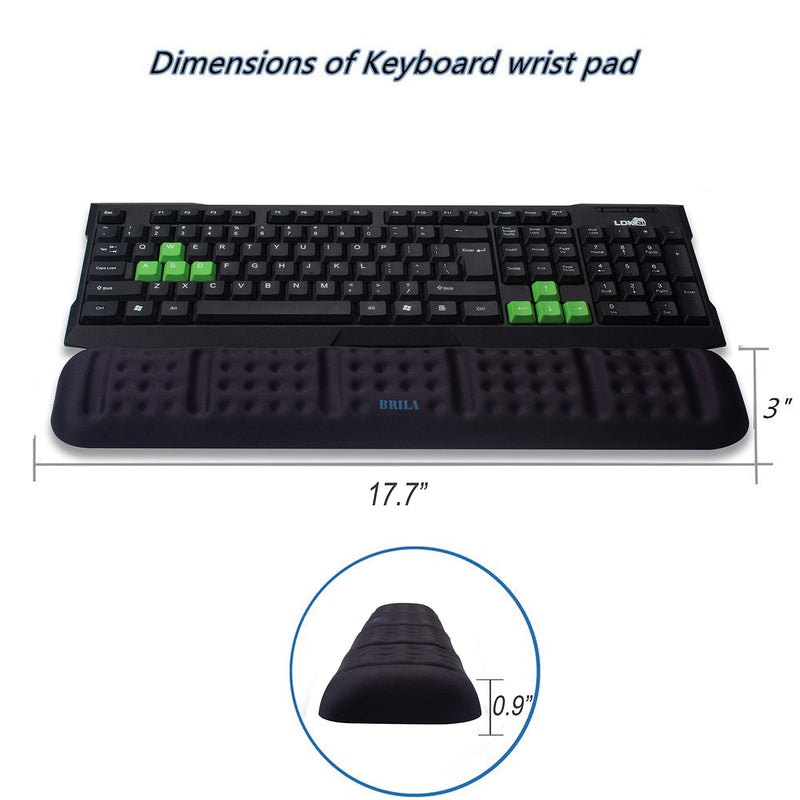 BRILA Upgraded Ergonomic Keyboard and Mouse Wrist Rest Support Cushion Pad Set - Comfy Soft Memory Foam Gel Padding & Non-Slip Palm/Hand/Wrist Pain Relief Rest Pad for Office Work, PC Gaming, Laptop Black Bundle