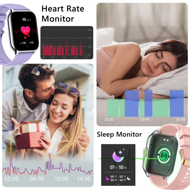 Smart Watch with 4 Bands, 2.0" Fitness Tracker Watch(Dial/Answer Calls) with Heart Rate/Blood Pressure/Blood Oxygen Monitor for Android iOS