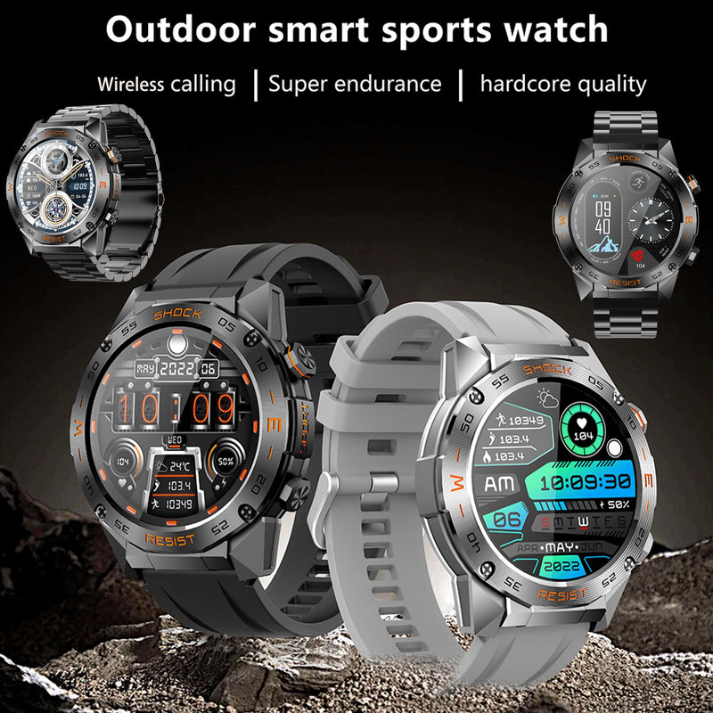 ZPIMY 1.46” AMOLED Smart Watch for Men (Make/Answer Call), 5ATM Waterproof Mens Smartwatch, Fitness Tracker Smartwatch for Android iPhones, Digital Watches Step Counter, 3 Straps (Black) Black