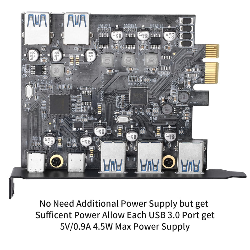 [AUSTRALIA] - PCIe to USB 3.0 5X USB-A and 2X USB-C Ports Expansion Card,PCI Express Internal USB 3 Hub Converter for Desktop PCS Riser Card 7 Ports 