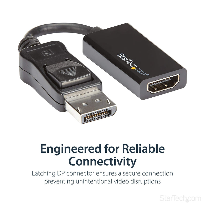 [AUSTRALIA] - StarTech.com DisplayPort to HDMI Adapter - 4K 60Hz Active DP 1.4 to HDMI 2.0 Video Converter - DP to HDMI Monitor/TV/Display Cable Adapter Dongle - Latching DP Connector (DP2HD4K60S), Black 