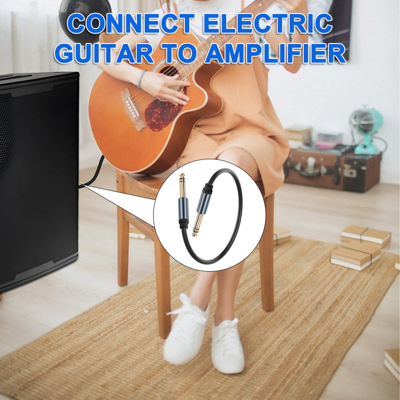 1/4 inch TRS Stereo Cable 6.35mm Male to 6.35mm Male TRS Stereo Audio Cable 0.98FT 1/4" Instrument Stereo Aux Jack Adapter Cable for Guitar Bass Amplifier 2pcs