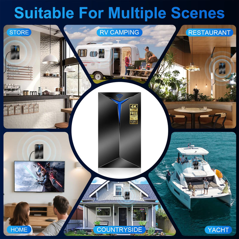 2026 Premium TV Antenna Indoor Outdoor – 3500+ Miles Long Range for Local Channels, Built-in Amplified Signal Booster, Supports 8K/4K/1080P HD, Easy Setup with 26ft Coax Cable for Smart TV