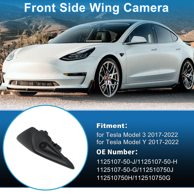 Front Right Side Fender Camera for Tesla Model 3 Model Y 2017-2022 Trun Signal Repeater Wing Cam Replacement Park Assist Camera Replace No.1125107-50-J/1125107-50-H/1125107-50-G 112510750J Front Right Side