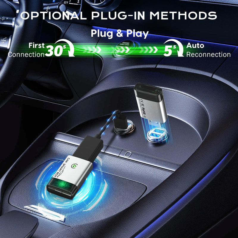 Wireless Carplay Adapter for Apple, 2024 Upgrade Bluetooth Carplay Convert Wired to Wireless, Carplay Wireless Adapter for iPhone Apple Dongle iOS10+, Carpaly for Cars Keeps Fastest Stable in 2016+Car Mini