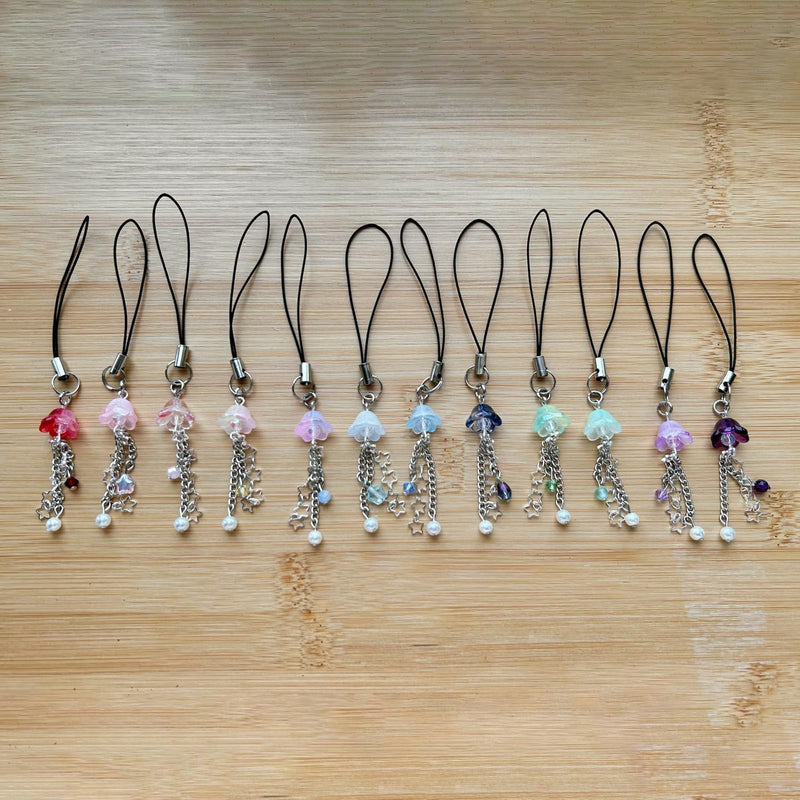 Jellyfish Phone Charm,Y2K Beaded Phone Strap Cute Jelly Phone Charms Aesthetic Cell Phone Accessories Chain for Women Girls Dark Blue