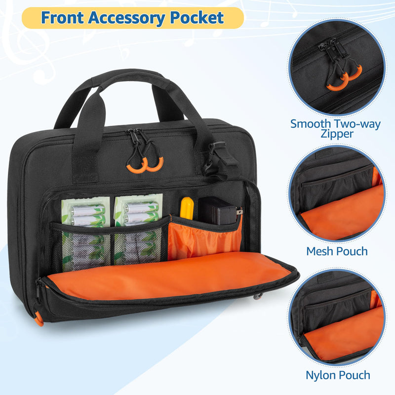 Padded Carrying Bag Compatible with VTech Kidi Star DJ Mixer/Kidi DJ Mix, Small DJ Mixer Storage Bag with Accessory Pockets for Cable, User Guide, Batteries or Other Accessories - Empty Bag Black