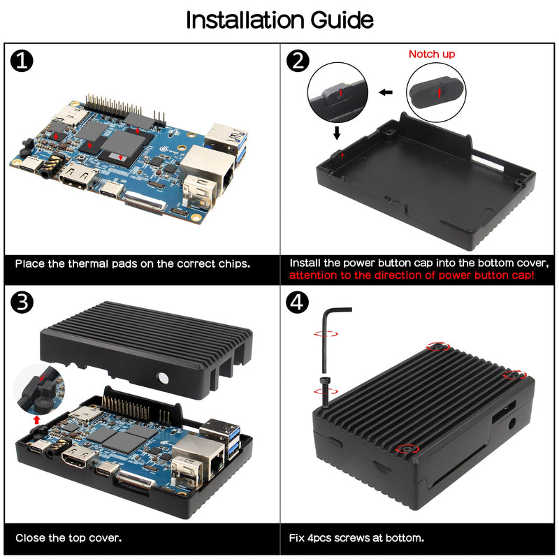 Aluminum Passive Cooling Metal Case for Orange Pi 5 / 5B (N507) | Enclosure with Thermal Pads Supports External Antenna Installation