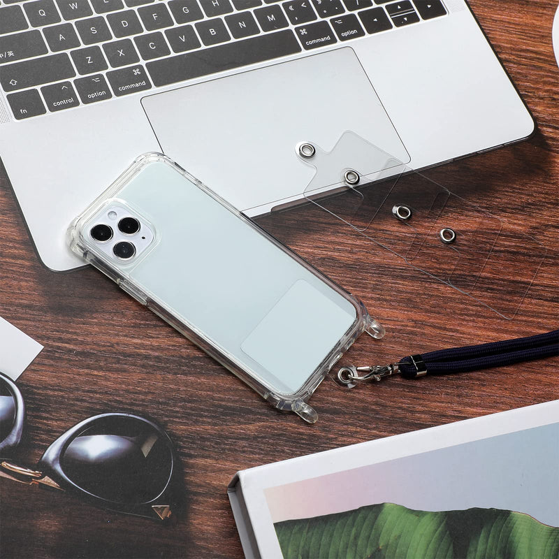 8 Pcs Phone Lanyard Patch Universal Phone Tether Plastic Phone Tether Tab with Metal Ring Compatible Cellphone Pad Transparent