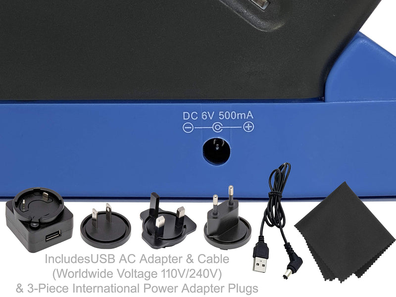 [AUSTRALIA] - MINOLTA 35mm Desk Top Portable LED Slide and Negative Viewer Luminated 3X Magnify – for 2"x2" Slides & Positive Negatives - Worldwide AC Adapter & Plugs, Battery Operation & Cloth 