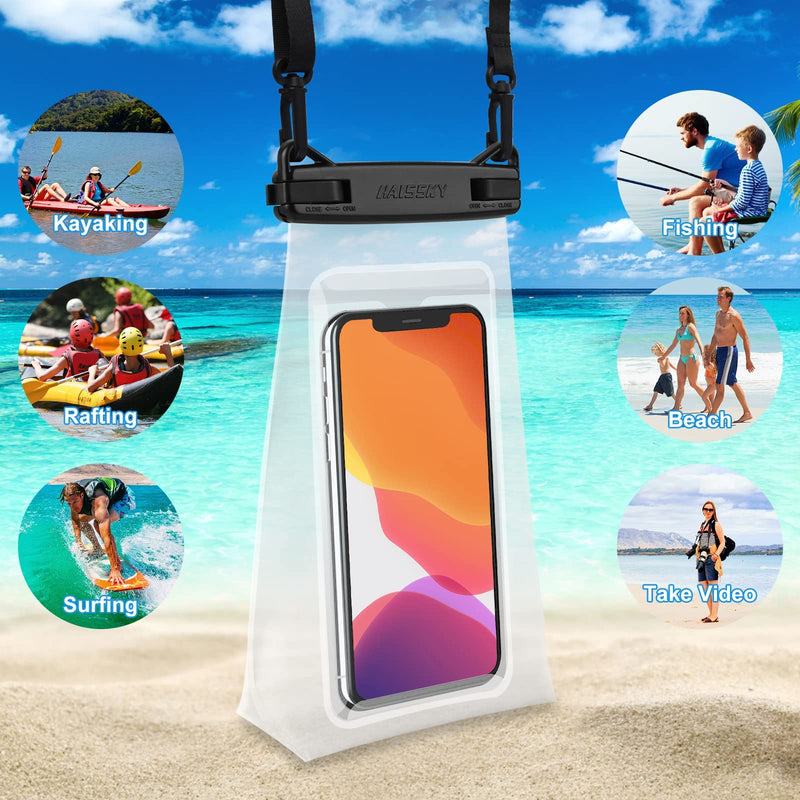 Large Capacity Waterproof Phone Pouch Floating, Waterproof Bag Case for iPhone 15 14 Pro Max 13 12 11 X XR 8 Plus Samsung Up to 6.9'', IPX8 Water Proof Phone Dry Bag for Boating Swimming Kayaking White,1 Piece