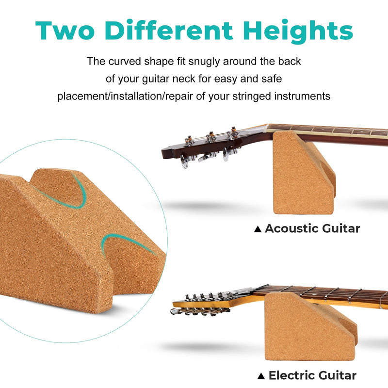Cork Guitar Neck Rest, Guitar Neck Cradle Support Pillow, Guitar Accessories for Repair, Maintenance, Cleaning, String Instrument Luthier Tool, 100% Natural Cork Die-Cast Cut Granule gold