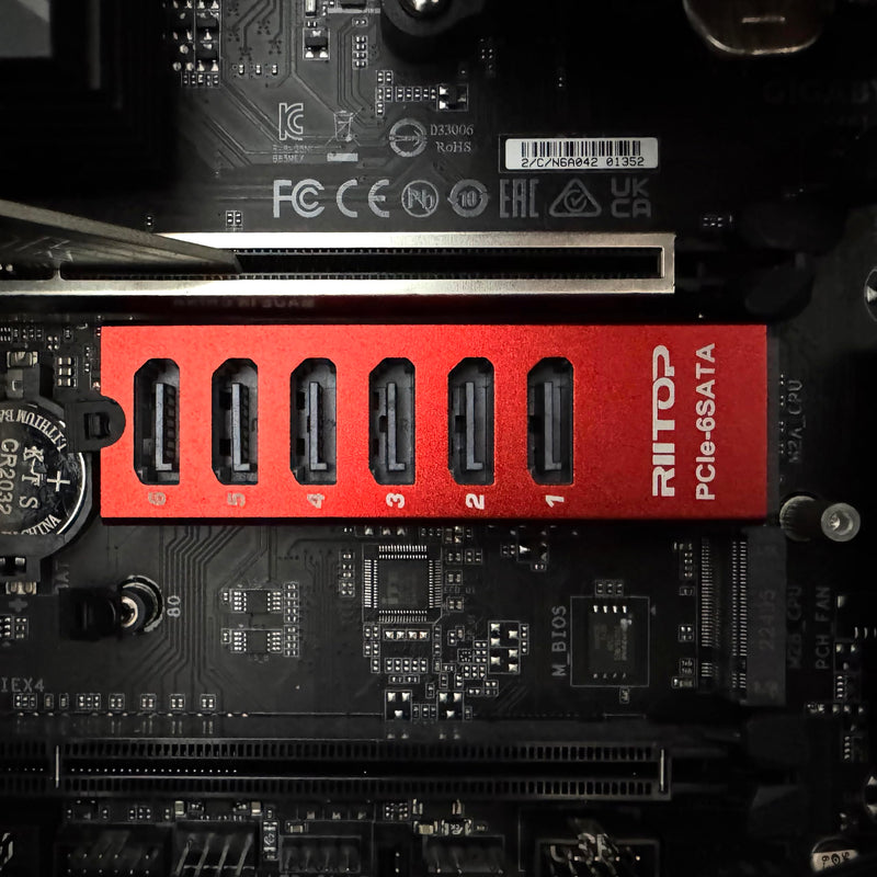M.2 to SATA Adapter [6-Port], M2 NVMe to SATA 3.0 Card ASM1166 Chipset with Aluminum Housing for SSD/HDD up to 6Gbps Red
