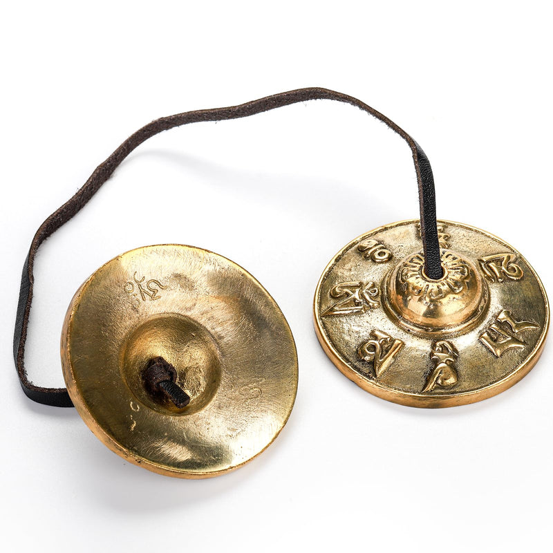 Foraineam Tingsha Cymbals Meditation Chime Bells, 2.5 Inch Brass Tibetan Tingsha Bells Relaxation Musical Instruments for Mindfulness, Chakra Healing, Stress Relief, Sound Awakening, Yoga Meditation