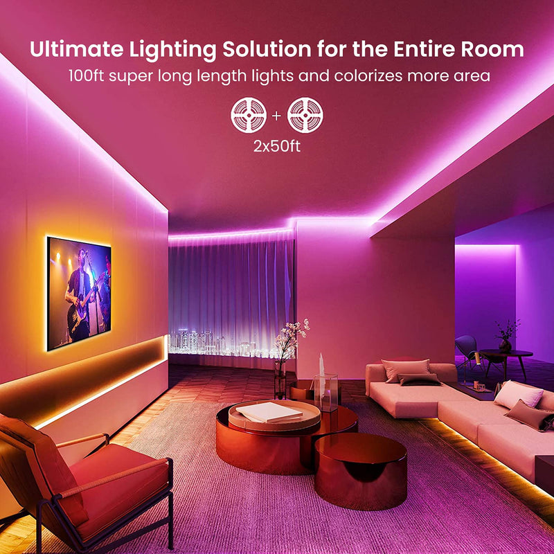 GUPUP LED Strip Lights,Rope Lights,Bluetooth APP Control,Color Changing Light Strip,Lights sync with Music,para cuarto,LED Lights for Bedroom... 100 FT