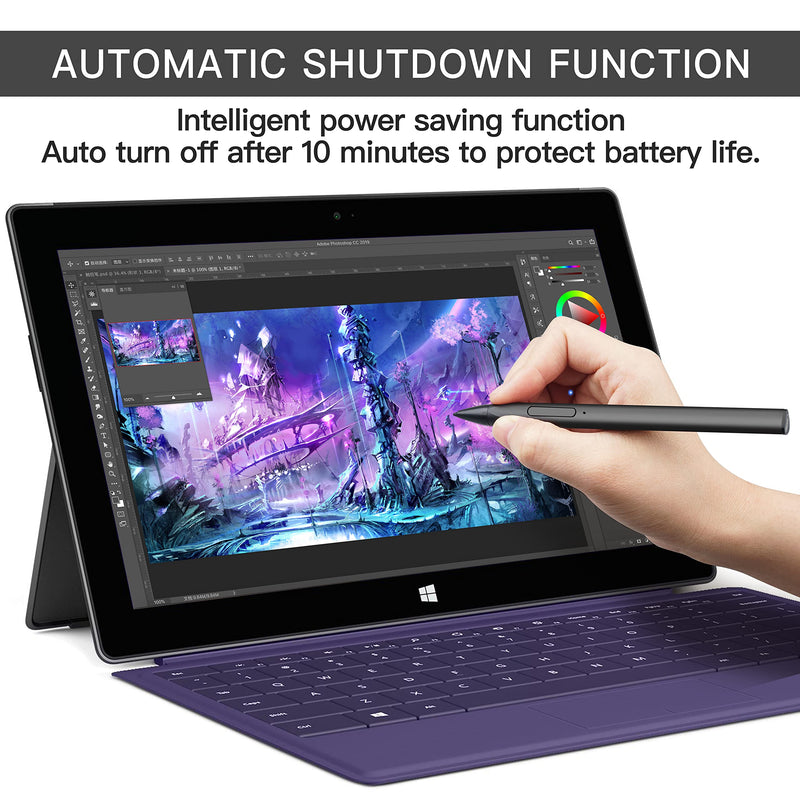 Stylus with Palm Rejection, 4096 Pressure Sensitivity, Compatible with Surface Pro X/8/7+/7/6/5/4/3, Surface Book/Go/Laptop/Studio for Precise Writing/Drawing, Rechargeable (Black) Black