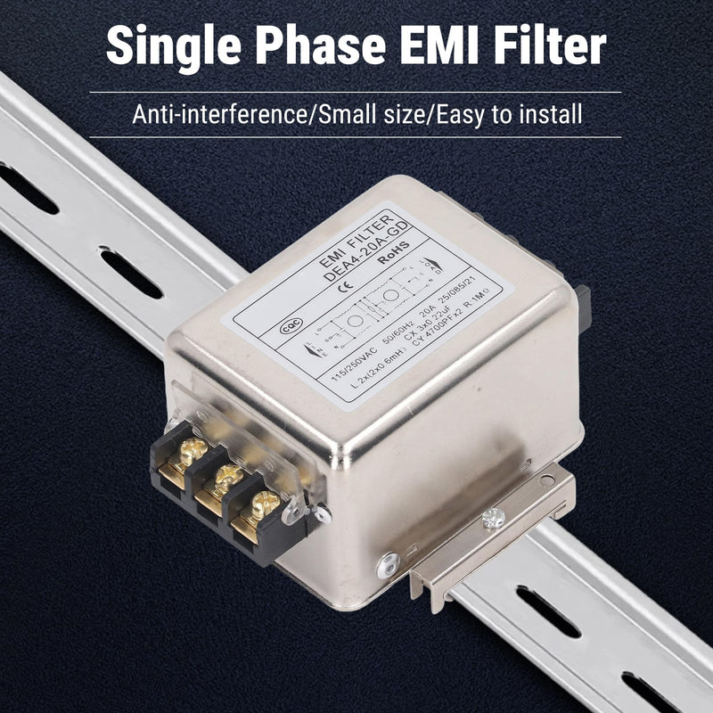 Uadme DEA4-20A-GD EMI Filter Performance Filter 115V 250V 20A 50/60Hz Single-Phase Filter, Terminal Block Connection