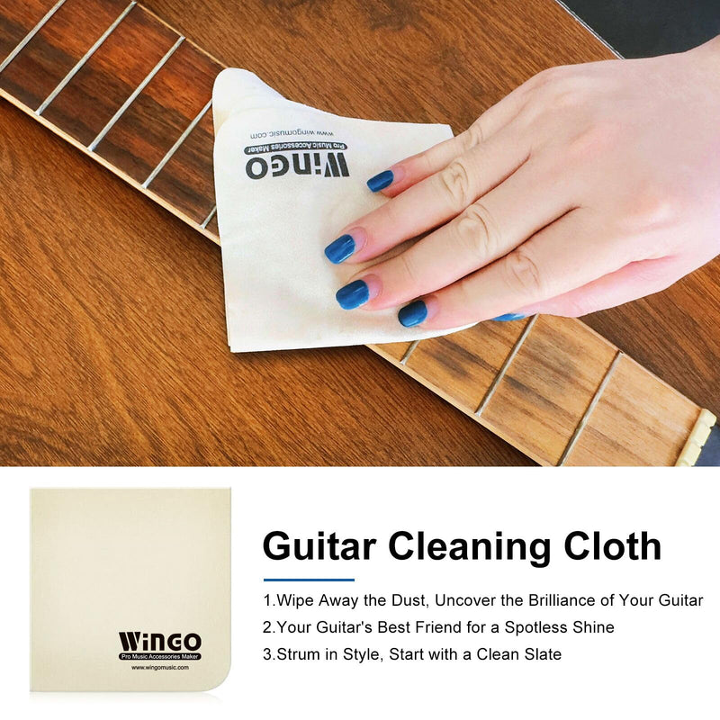 WINGO Guitar Cleaning and Care Kit, Polish and Cleaner, Fretboard Lemon oil, Guitar String-cleaner and Tool Brush, Cleaning Cloth & Brush for Guitar Cleaning and Maintenance.