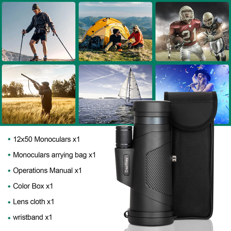 [AUSTRALIA] - 12x50 Monoculars for Adults High Powered, Monocular Compact with BAK4 Prism and FMC Lens, Clear Field of View, Monocular Telescope for Smartphone, Lightweight Monocular for Birdwatching Sports Travel 