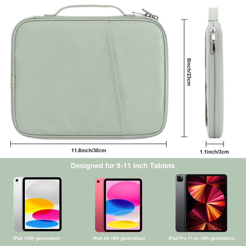 9-11 Inch Tablet Carrying Case, Padded Protective Travel Sleeve Bag for iPad Pro 11, iPad 10.9 (10th Gen), iPad Air (5/4th Gen), Galaxy Tab S9/S8 (Mint Green-11) Mint Green11 9-11