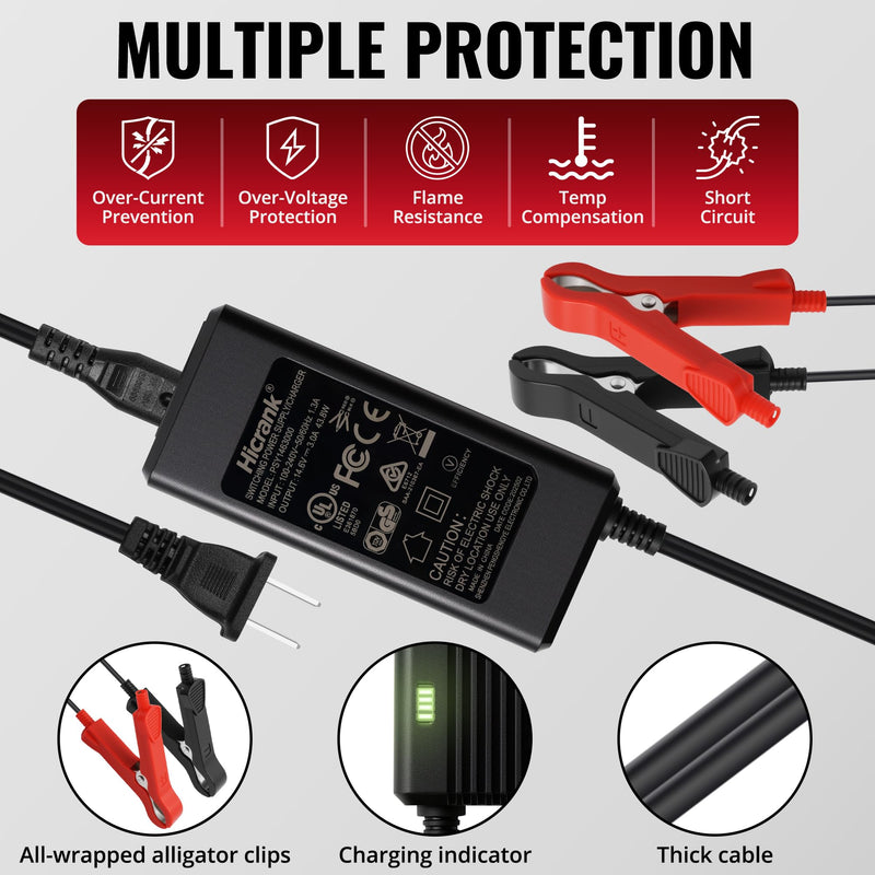 [AUSTRALIA] - 14.6V, 3A Battery Charger for 12V LiFePO4 Motocycle Battery, with Dual Alligator Clips Connector HC-Charger-3A 