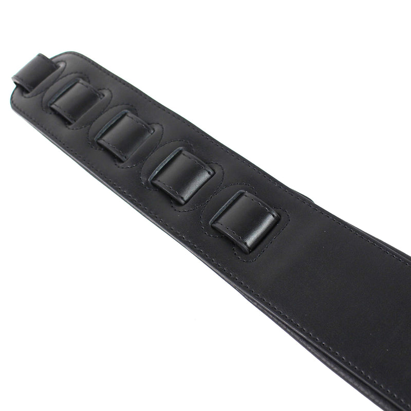 [AUSTRALIA] - Walker And Williams KB-52-BLK Handmade Heritage Series Black Leather Guitar Strap With Hand Carved And Painted Mexican Coat Of Arms Design For Acoustic, Electric, And Bass Guitars 