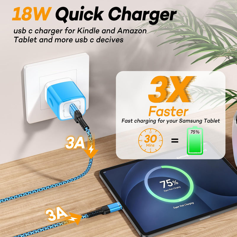 Samsung Charger Tablet Fast Charging Cord for Samsung Galaxy Tablet A11 A11+S11,S10,S9,S8,A9+ A 10.1 A 8.4 Android Tablet 16 Charger Samsung Phone A17 A16 A56 A36 S26 S25 (Include Block+USB C Cable)